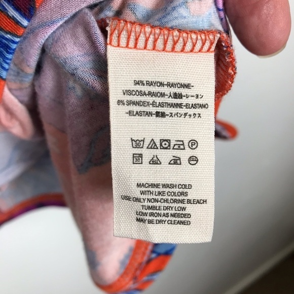 Free People Keepin On Blouse Women Size M Orange Stretch Knit Cross Over - Picture 5 of 16